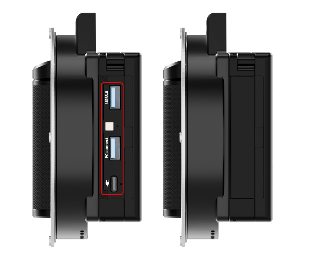 Open-close port design on SuperSpectral Core showing protected connectivity for forensic imaging, data transfer and field workflows.