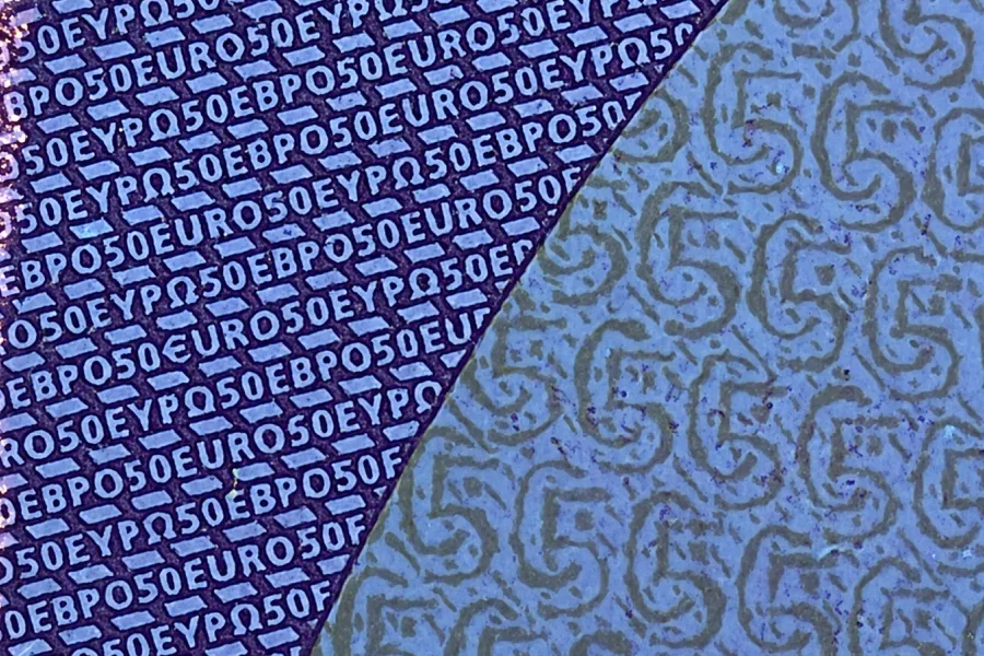 revealing combination with docex m2 on banknote microprinting