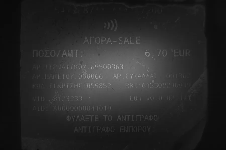 fiş üzerinde ortaya çıkan görüntü docex m2 cihazı ile