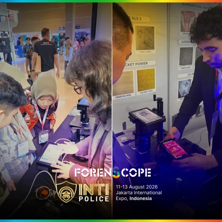 ForenScope standını ziyaret eden katılımcılar – INTI Police Expo 2026, Jakarta International Expo