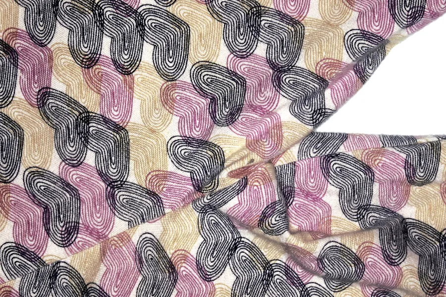 Naked-eye view of patterned fabric examined for the presence of a semen stain during forensic analysis.