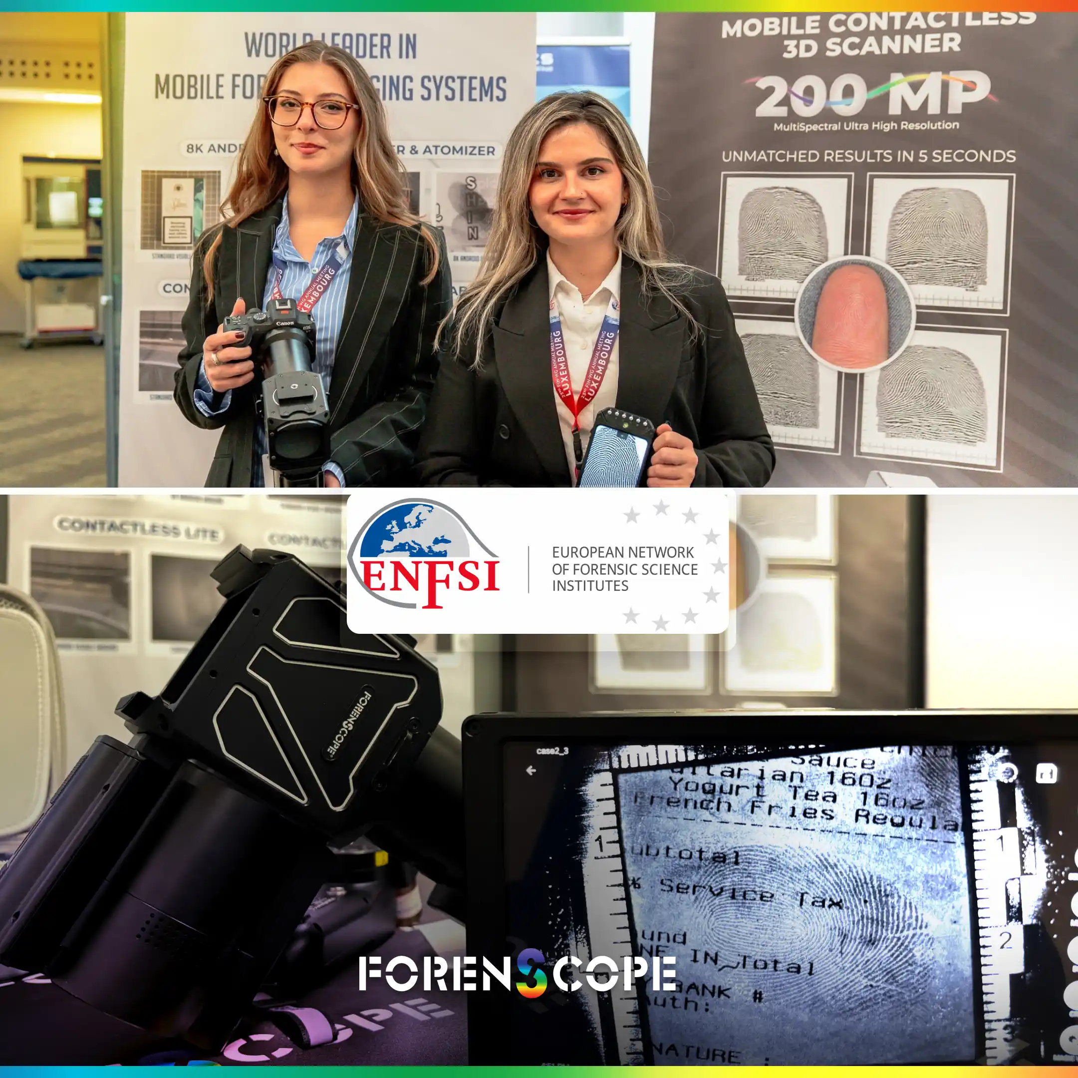 ForenScope temsilcileri Lüksemburg 2026 etkinliğinde, adli bilimler ve parmak izi görüntüleme teknolojileri