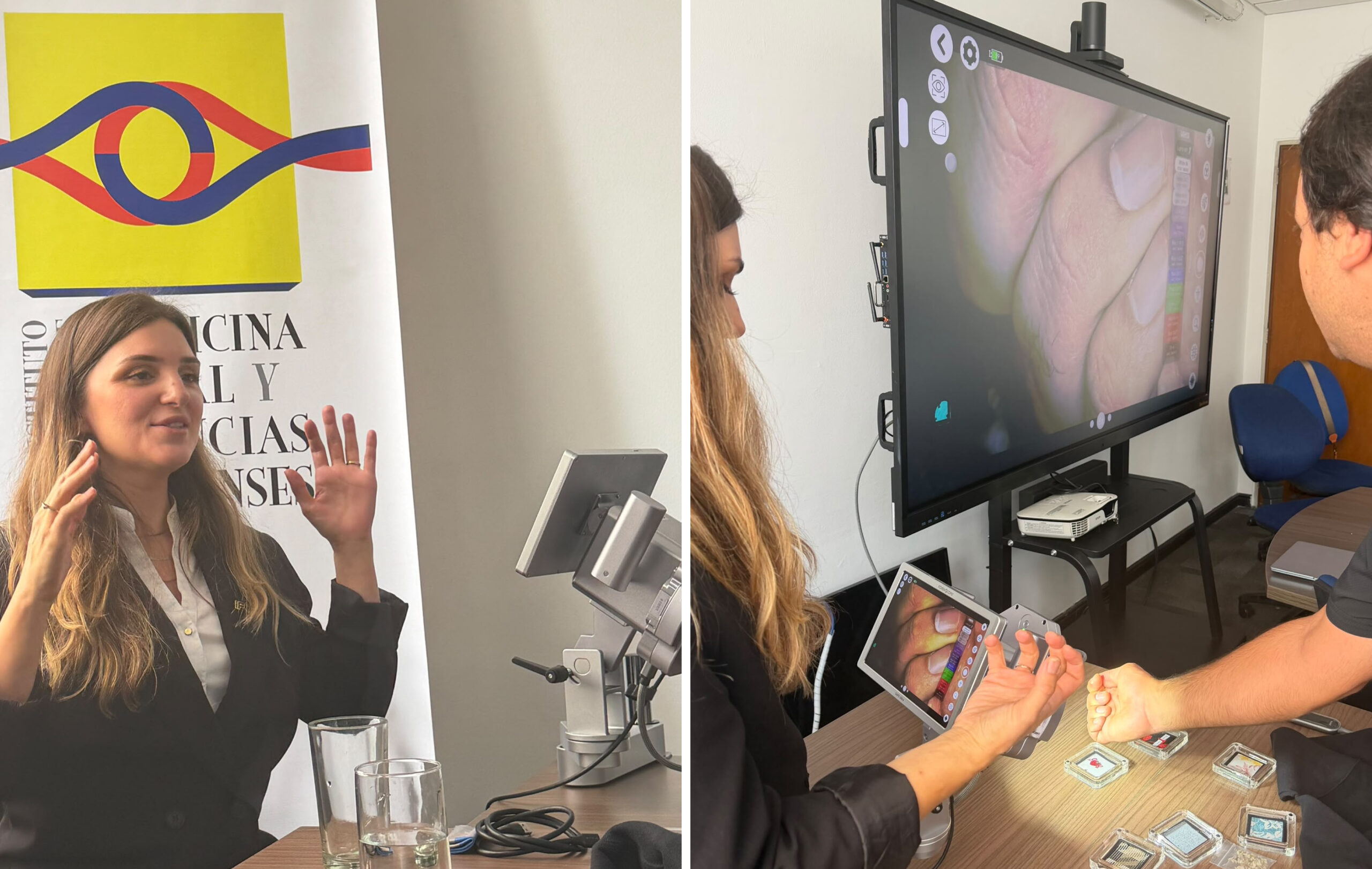 ForenScope SAFE Ultra System polarized imaging demonstration for forensic medical experts in Bogotá, Colombia.